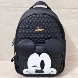 Disney Mickey Mouse Faux Leather 3D Ears Embossed Backpack